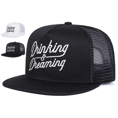 Unisex Drinking Dreaming Embroidery Hip-hop Net Hats