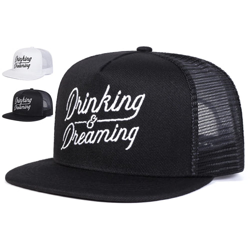 Unisex Drinking Dreaming Embroidery Hip-hop Net Hats