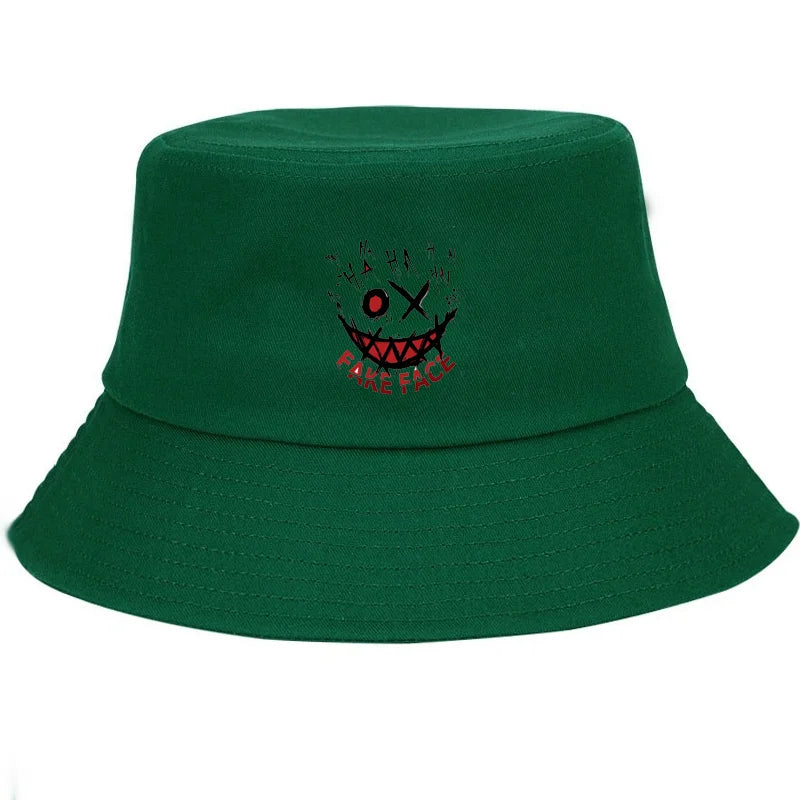 Graffiti Smiley Cotton Outdoor Bucket Hat Unisex