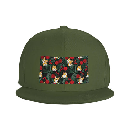 Corgi Dog Garden Scene Breathable Snapback Cap
