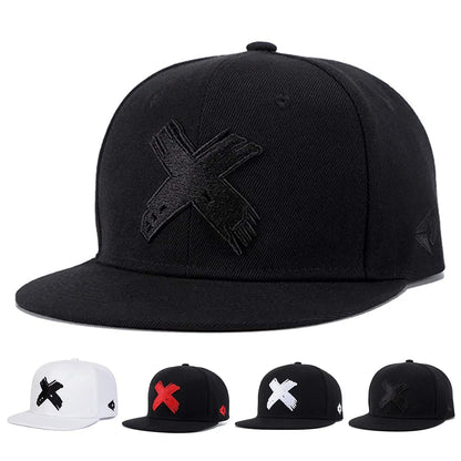 X Letter Embroidery Adjustable Snapback Cap