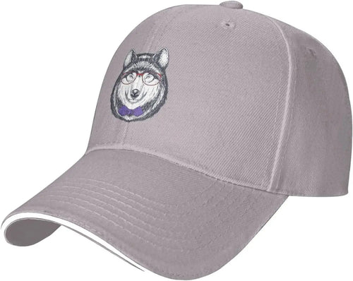 Husky Glasses Bow Tie Baseball Cap
