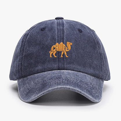 Camel Embroidered Vintage Cotton Baseball Cap