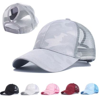 Camouflage Mesh Ponytail Baseball Cap