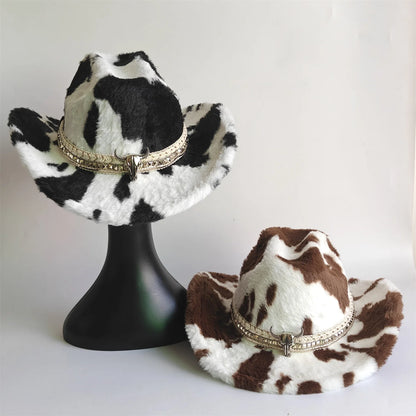 Winter Rabbit Fur Western Cowboy Fedora Hat