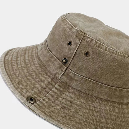 Men Big Brim Washed Outdoor Sunscreen Bucket Hat