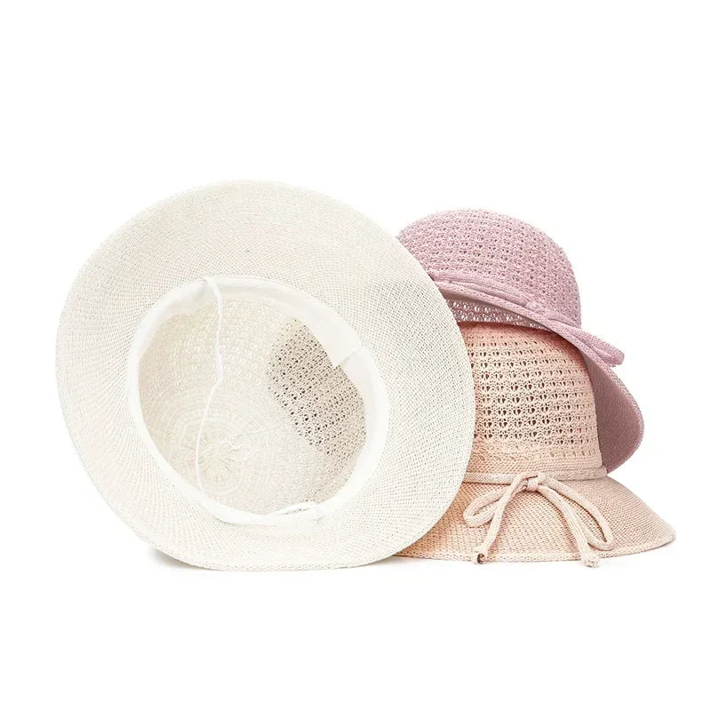 Women Braided Beach Sunshade Bucket Hat