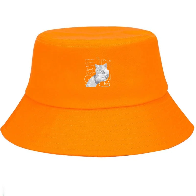 Contemplative Kitten Wide Brim Breathable Beach Bucket Hat