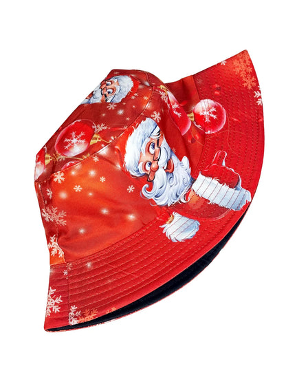 Christmas Santa Snowflake Reversible Bucket Hat