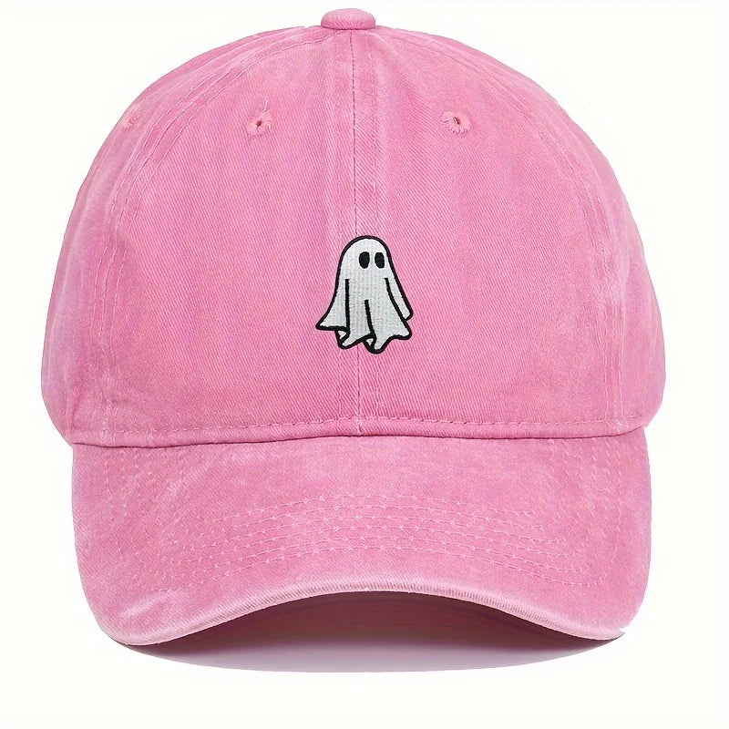 Ghost Pattern Embroidered Brim Halloween Cap
