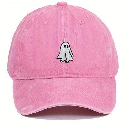 Ghost Pattern Embroidered Brim Halloween Cap