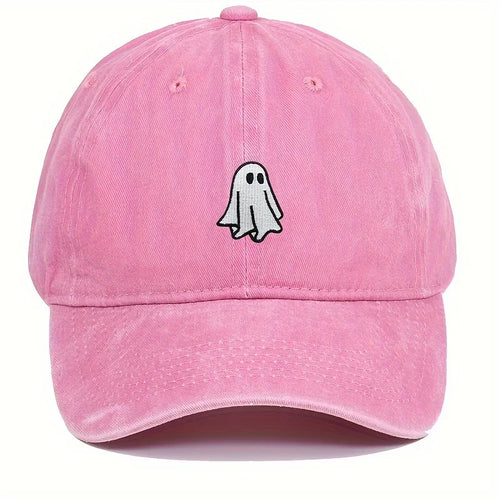 Ghost Pattern Embroidered Brim Halloween Cap