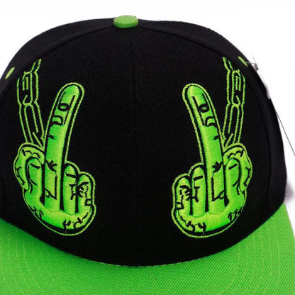 Middle Finger Embroidery Hip Hop Snapback Cap