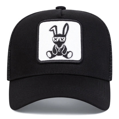 Unisex Cartoon Rabbit Embroidery Baseball Net Caps