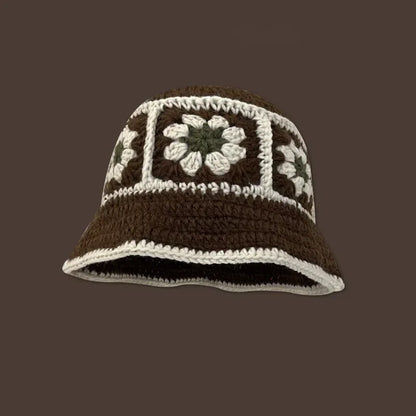 New Korean Handmade Crochet Flower Bucket Hat
