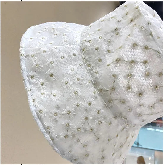 Cotton Flower Embroidery Outdoor Travel Bucket Hat