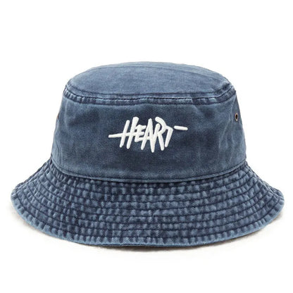 Unisex Heart Design Vintage Bucket Hat