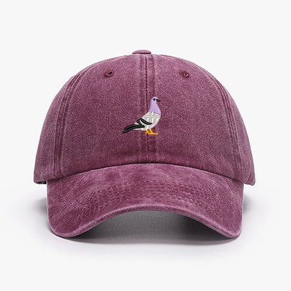 Embroidered Pigeon Vintage Washed Spring Baseball Cap