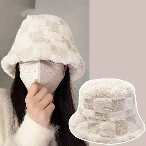 Warm Sheepskin Versatile Autumn Winter Bucket Hat