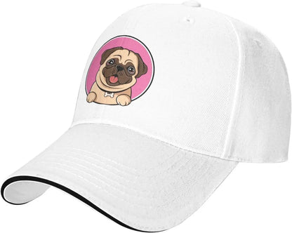 Cute Pug Dog Head Graphic Baseball Cap