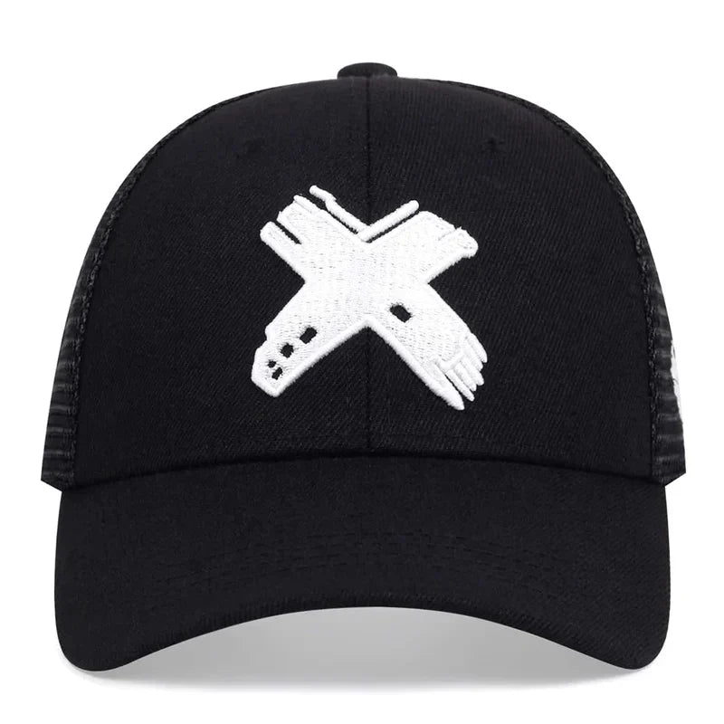 Unisex X Letter Embroidery Baseball Net Caps