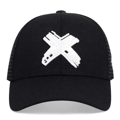 Unisex X Letter Embroidery Baseball Net Caps