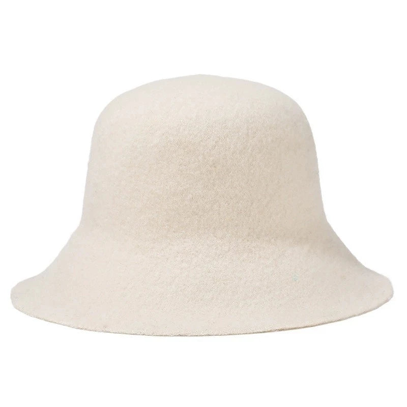 Classical Solid Wool Warm Autumn Winter Bucket Hat