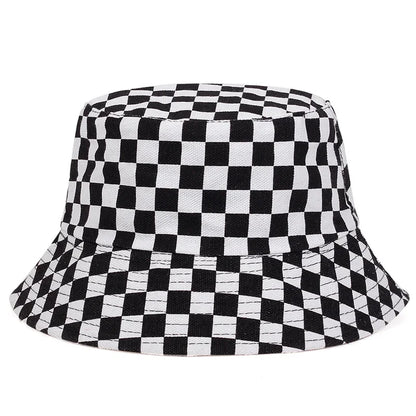 Unisex Black and White Grid Bucket Hat