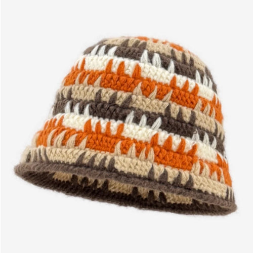Hand Crochet Color Block Bucket Hat