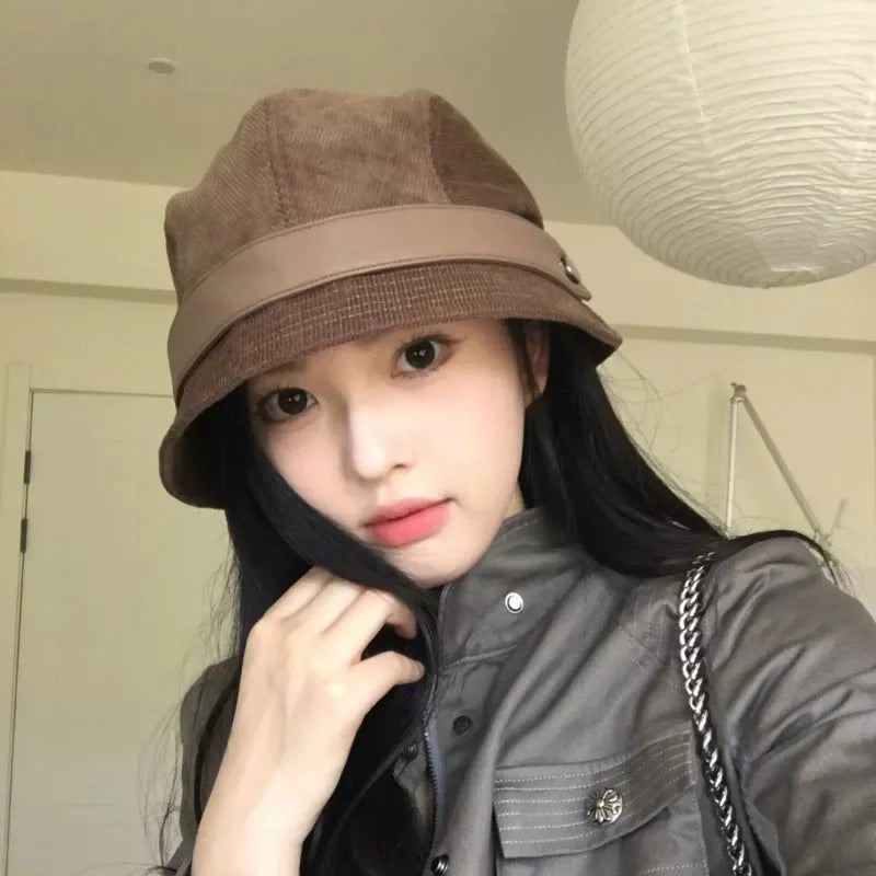 Solid Color Retro Corduroy Bucket Hat