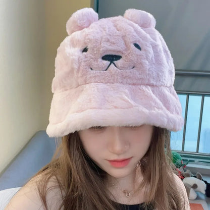 Cute Bear Plush Winter Bucket Hat