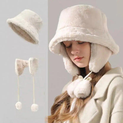 Unisex Faux Fur Bucket Hat with Ear Protection