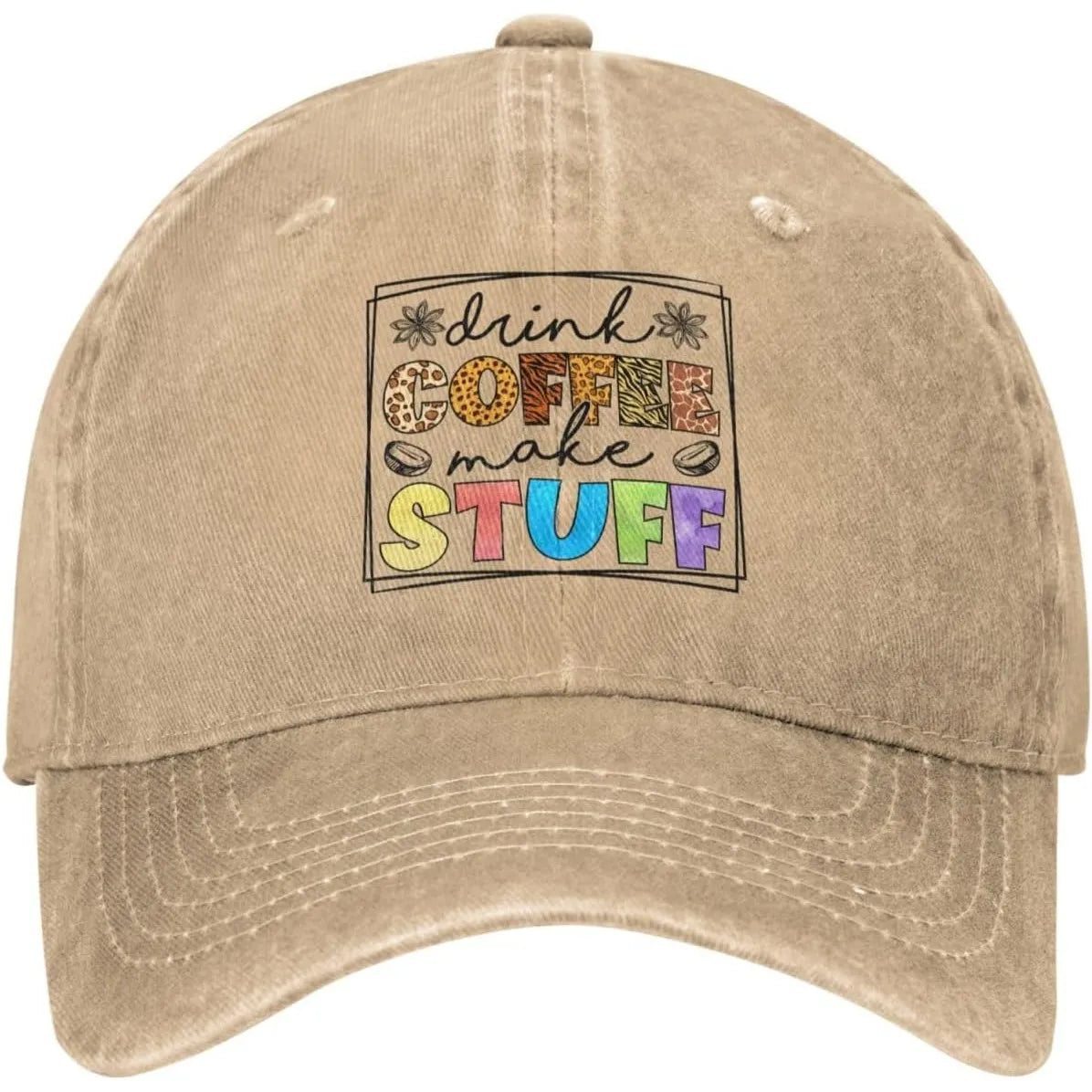 Drink Coffee Make Stuff Vintage Washed Denim Baseball Cap