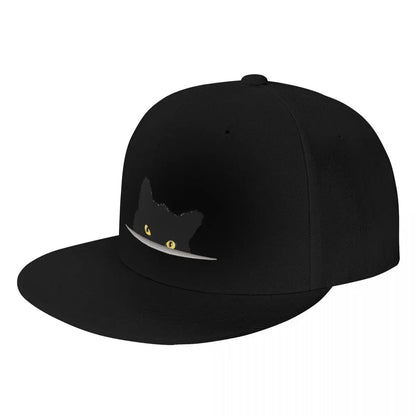 Black Cat Peeking Breathable Snapback Cap