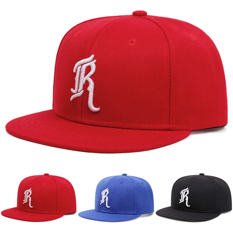 JR Embroidered Flat Brim Street Snapback Cap