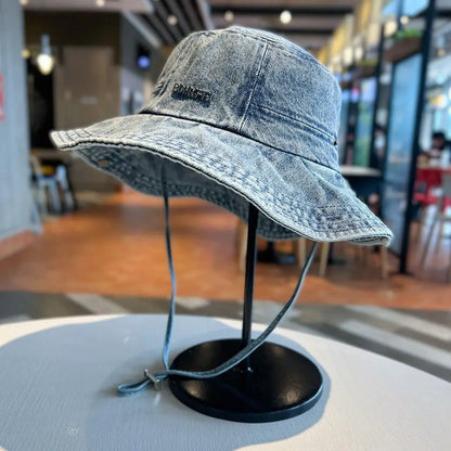 Portable Retro Denim Anti UV Bucket Hat