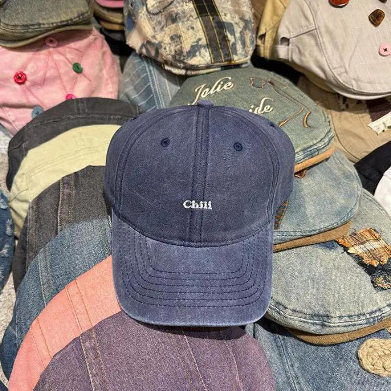 Soft Top Embroidered Letter Retro Baseball Cap