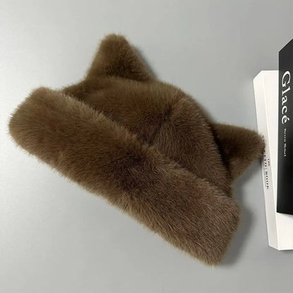 Cute Ears Fluffy Winter Bucket Hat