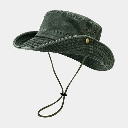 Washed Distressed Large Brim Bucket Hat