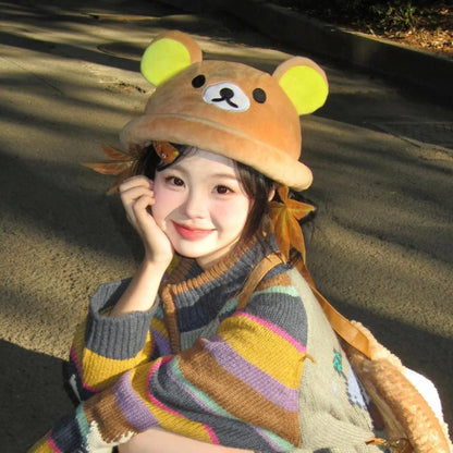Rilakkuma Plush Bear Ear Bucket Hat