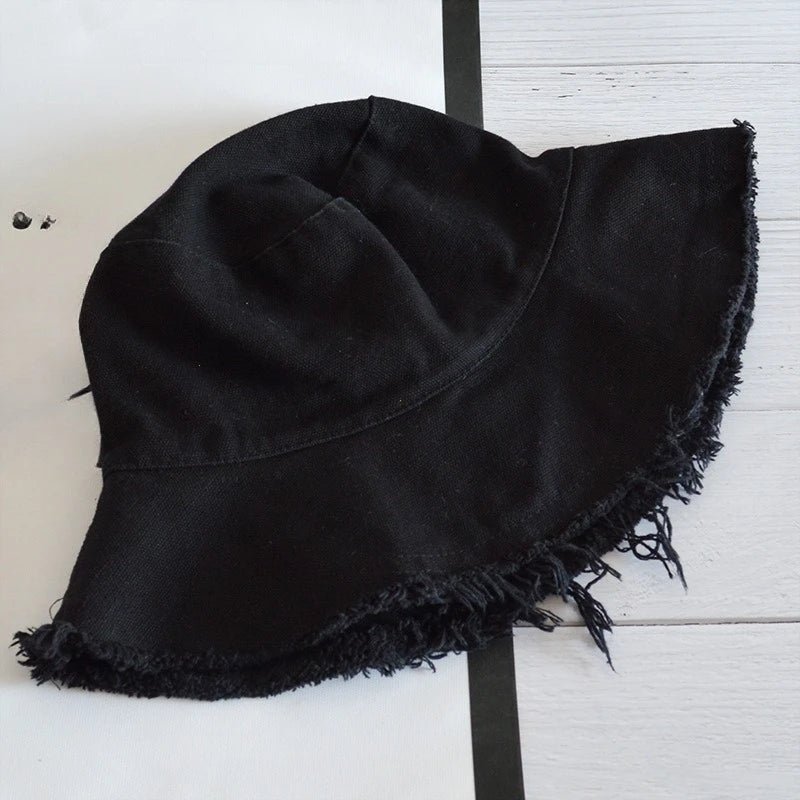 Korean Cotton Tassel Casual Beach Bucket Hat