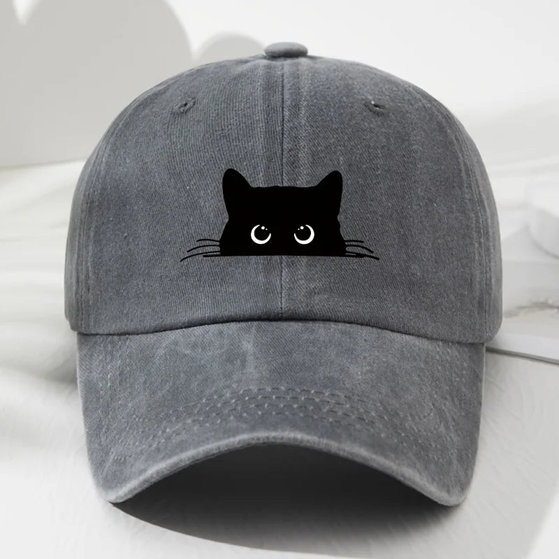 Retro Black Cat Print Baseball Cap