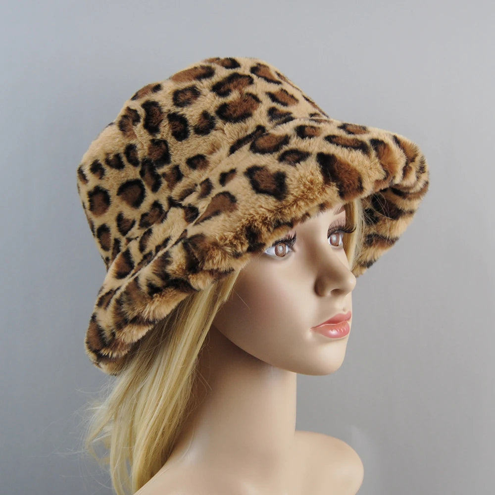 Fake Rabbit Fur Plush Winter Hat for Women