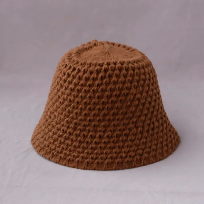 Color Block Knitted Foldable Bucket Hat