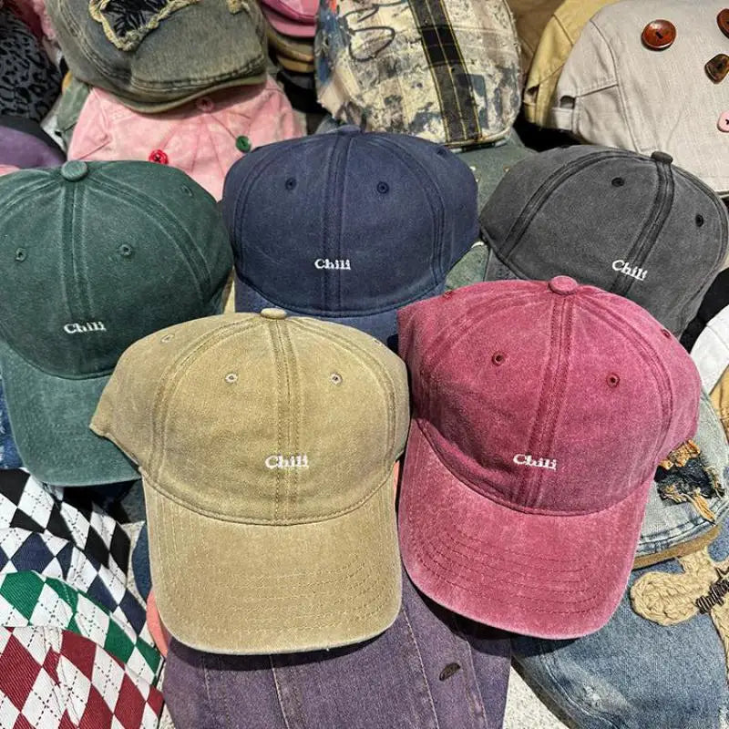Soft Top Embroidered Letter Retro Baseball Cap