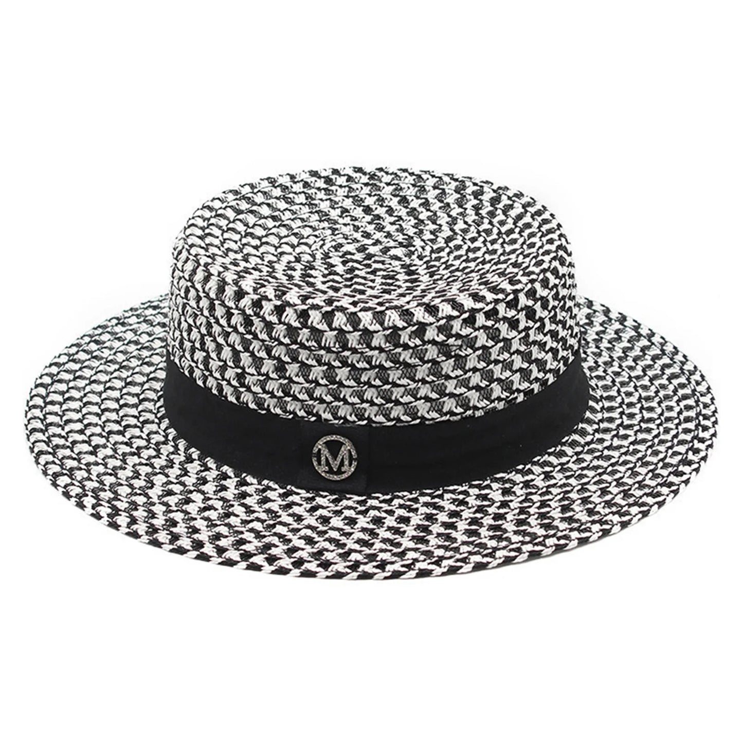 French Vintage Rhinestone Straw Bucket Hat