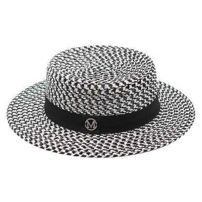 French Vintage Rhinestone Straw Bucket Hat