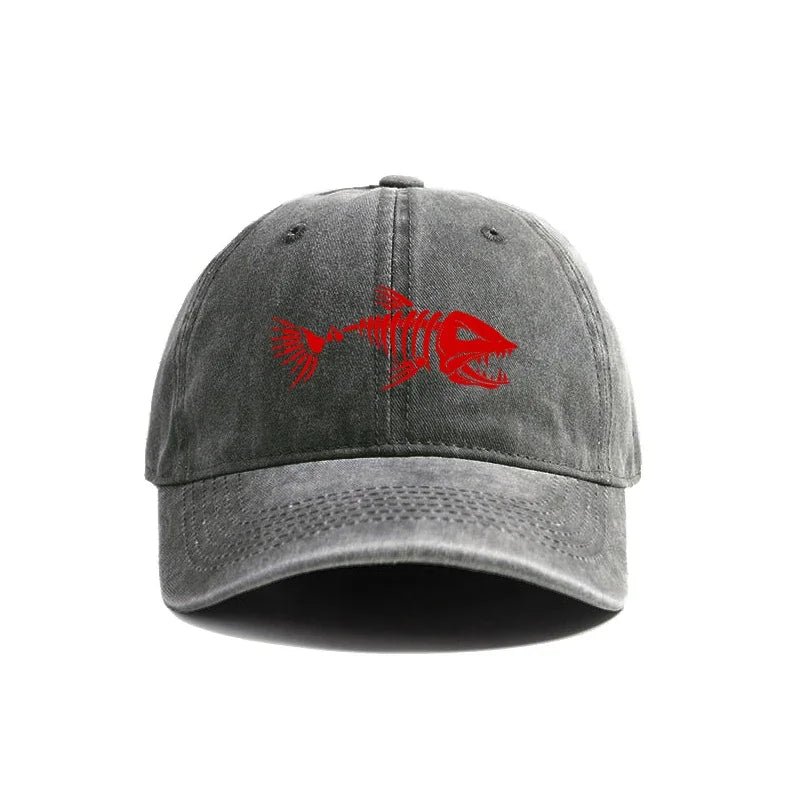 Fishbone Distressed Dad Baseball Cap