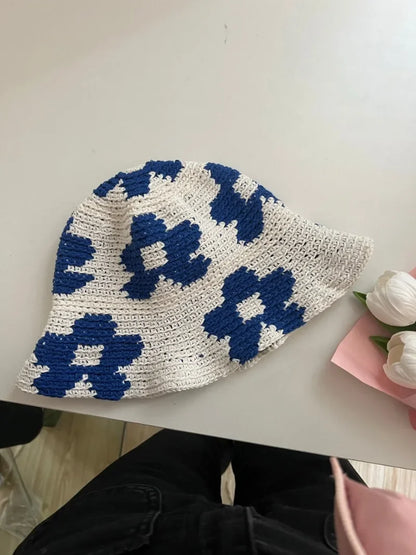 Korean Flower Cotton Crochet Sun Bucket Hat
