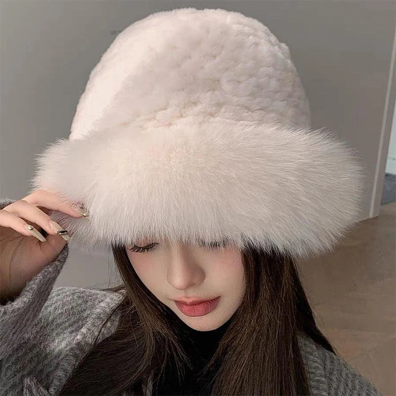 Fluffy Mongolian Fur Winter Bucket Hat